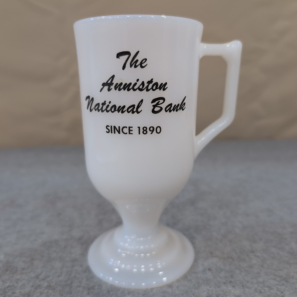 The Anniston National Bank Since 1890 Milk Glass Irish Coffee Mug - Picture 1 of 3